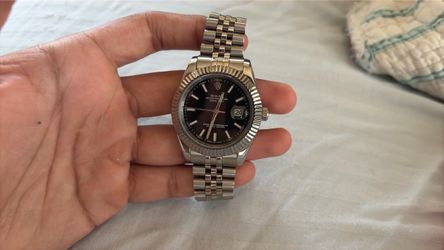Rolex Datejust Style Watch – Black Dial, Fluted Bezel, Jubilee Bracelet