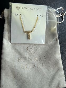 New Kendra Scott, gold tone necklace letter T