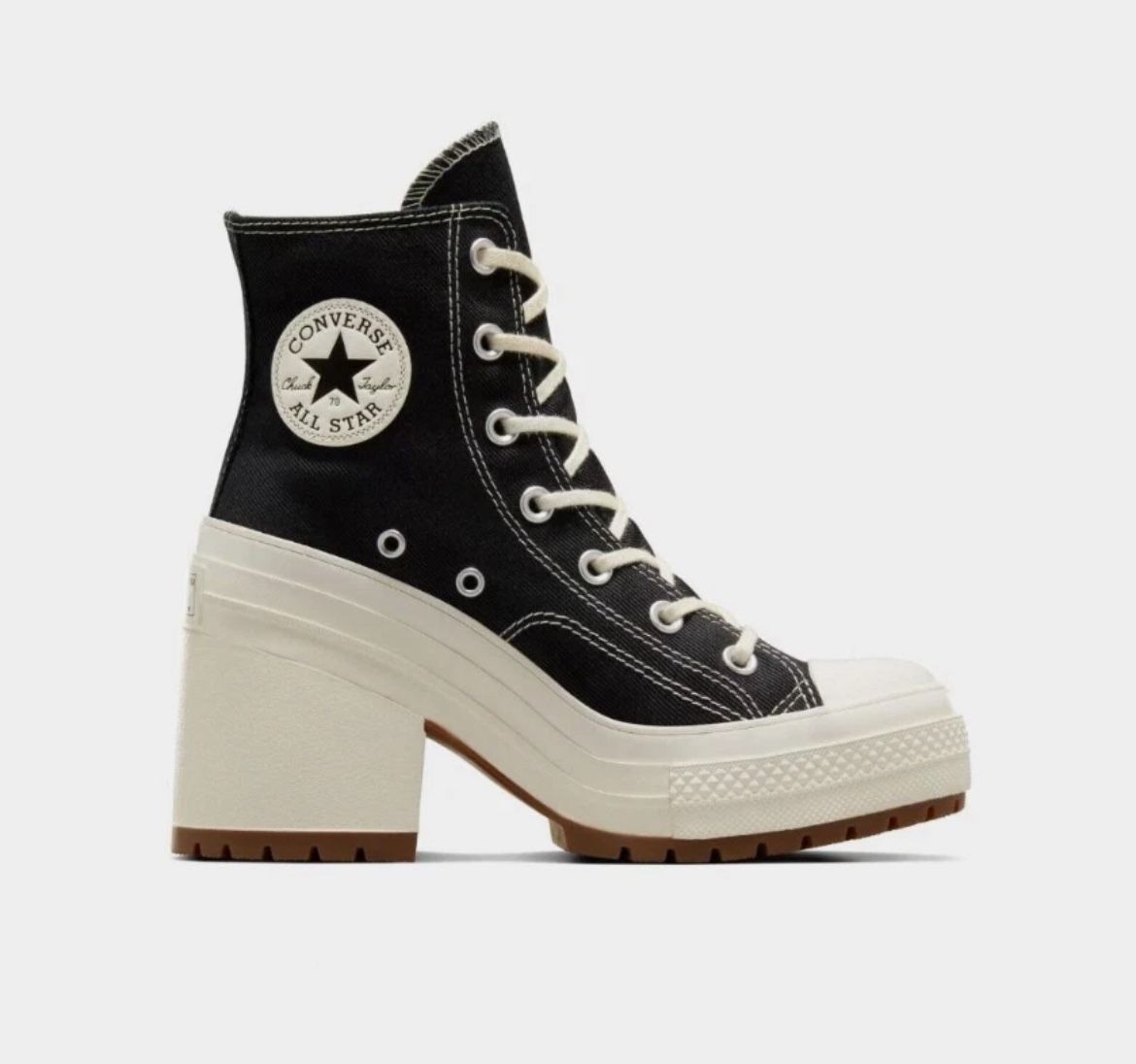 Women’s 10.5 Converse Women Chuck 70 De Luxe Black High Top Heel Sneakers