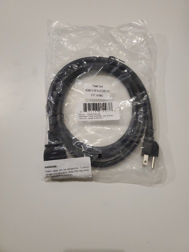 Nema 5-15P To IEC320 C19 6FT 14AWG