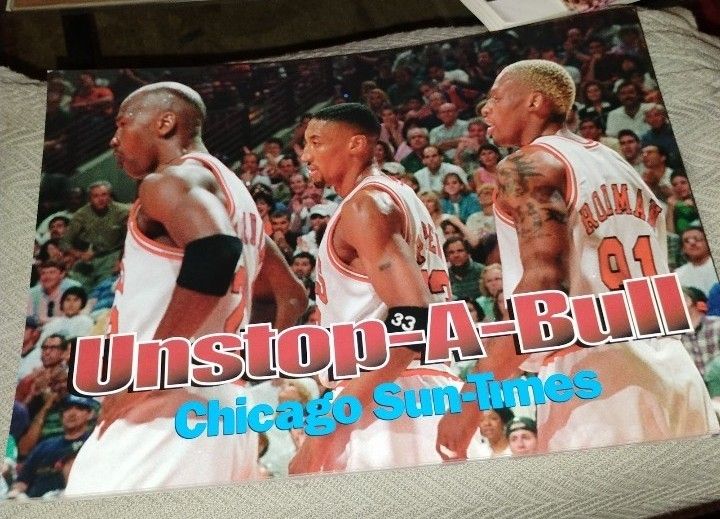 1990s Chicago Bulls Newspaper Stand Display Poster