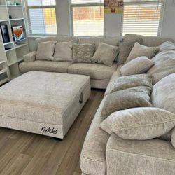 🍄 Rawcliffe Parchment 3 Pieces Sectional | Living  Room Set | Sofa | Sleeper|Loveseat | Couch