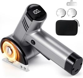 Electric Box Cutter, 4-Speed Cordless Electric Scissors for Heavy Duty Cardboard & Fabric, Rechargeable Cardboard Cutter with LED Light, Comes with a 