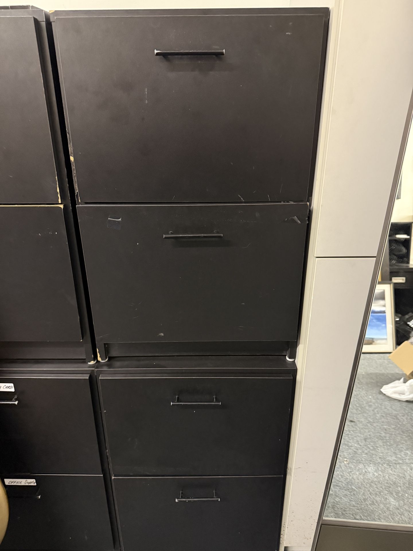 5-Black 2 Drawer File Ped. 18”x 18”x30””h