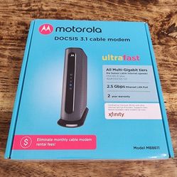 Motorola MB8611 3.1 Multi-Gig Cable Modem.  Approved For Comcast, Xfinty Cox, and Spectrum. 