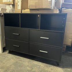 Compact Farmhouse TV Stand with Storage - Stylish and Space-Saving,Black