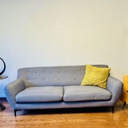 Modern Gray Sofa with Colorful Button Accents – 74” Wide