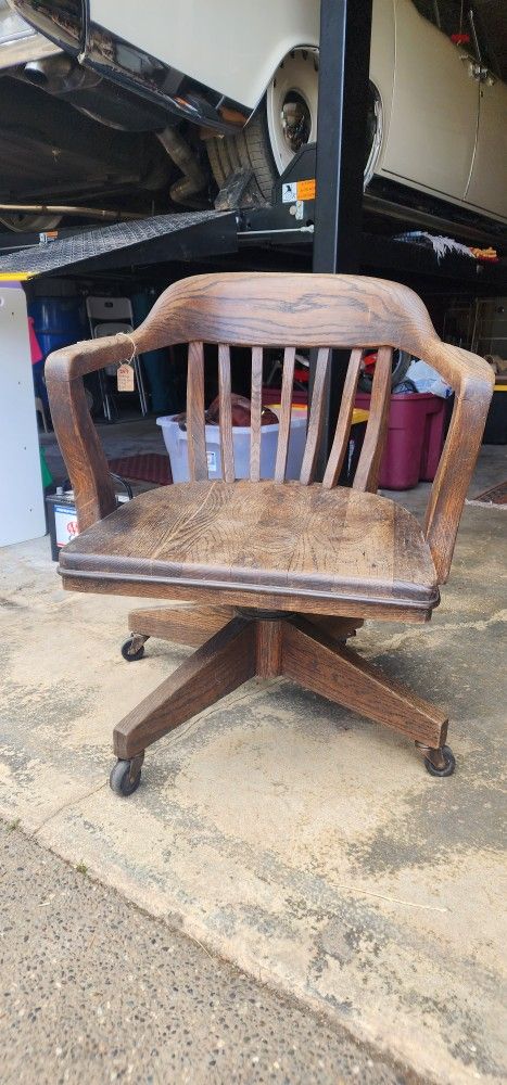 Vintage Wooden Rolling Office Chair