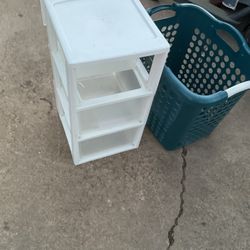 A Three Storage Draws, And Laundry Basket In Good Conditions (NO SHIPPING)