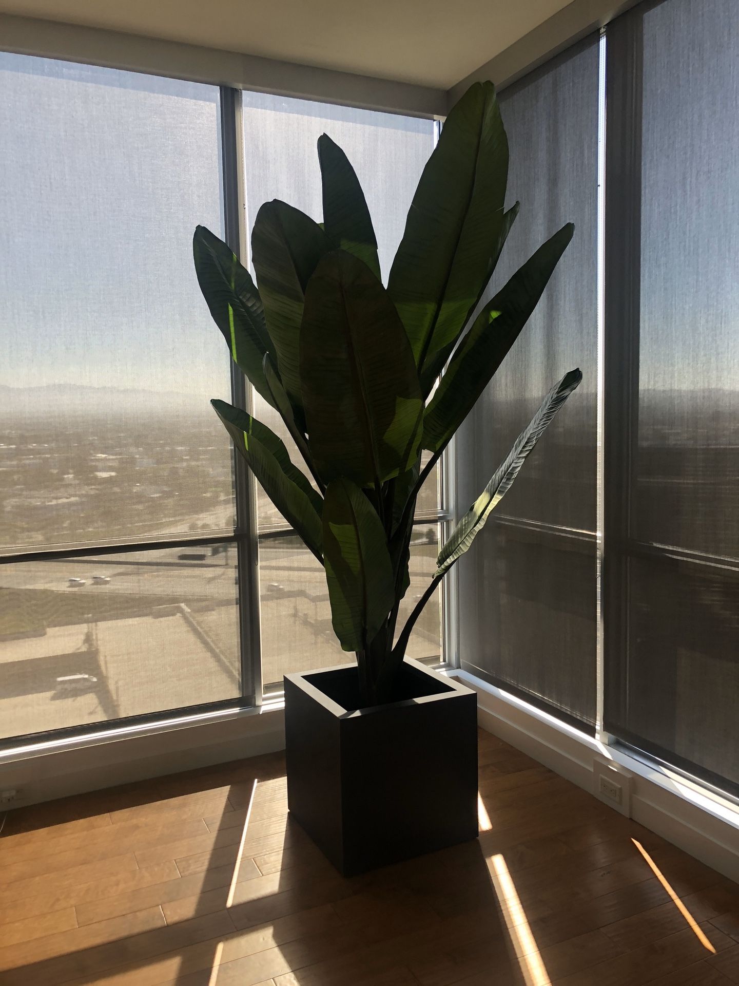 RESTORATION HARDWARE GRAND FAUX CAVENDISH BANANA TREE w/PLANTER BOX for