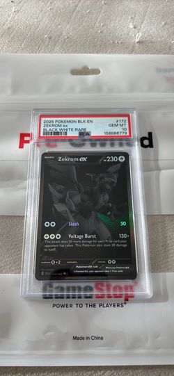 Pokemon card Zekrom Ex 172/086 PSA 10