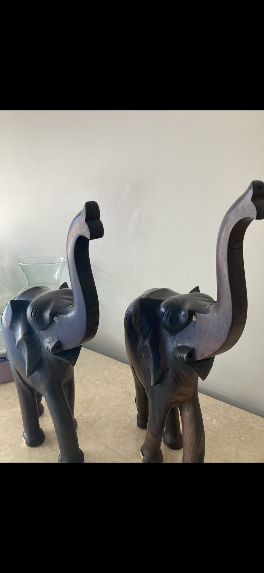 Elephant Pair Carving From Mahogany Wood