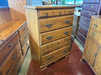 Vintage 5-Drawer Tallboy Dresser with Batwing Pulls