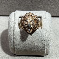 Gold Lion Head Ring 