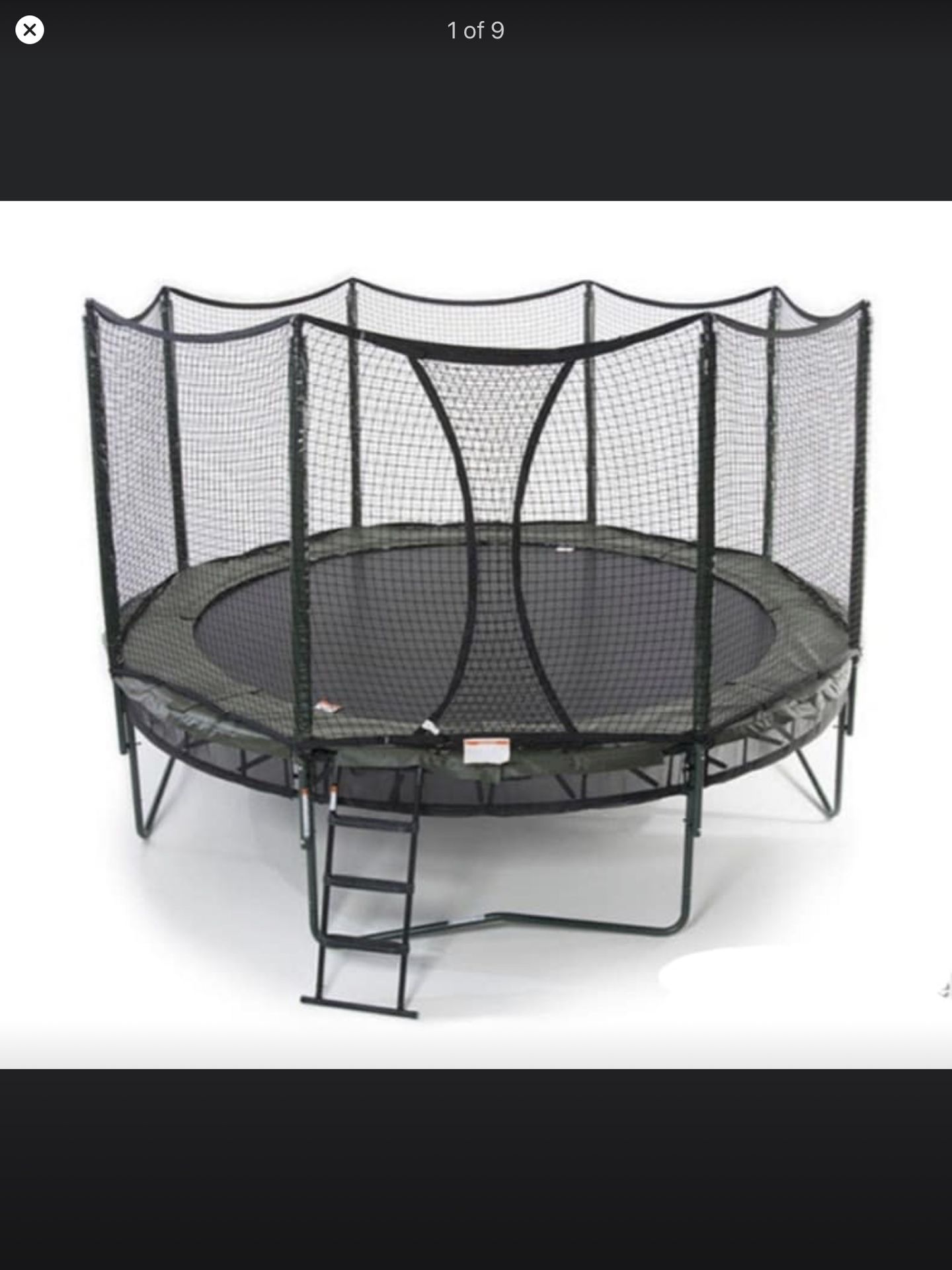 Alleyoop Double-bounce Trampoline w Basketball Hoop & Ladder