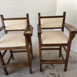 2 Wood Barstools/ Tall Chairs 