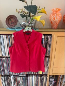 DRAMATIC PRICE DROP:Jones New York, Tomato Red Button-Front Blouse, 16