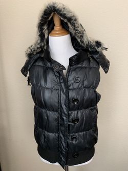 Forever 21 Black Puffer Hoodie Vest Sz Sz S