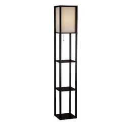 4 Black Wood Veneer Shelf Floor Lamps | Miami Beach