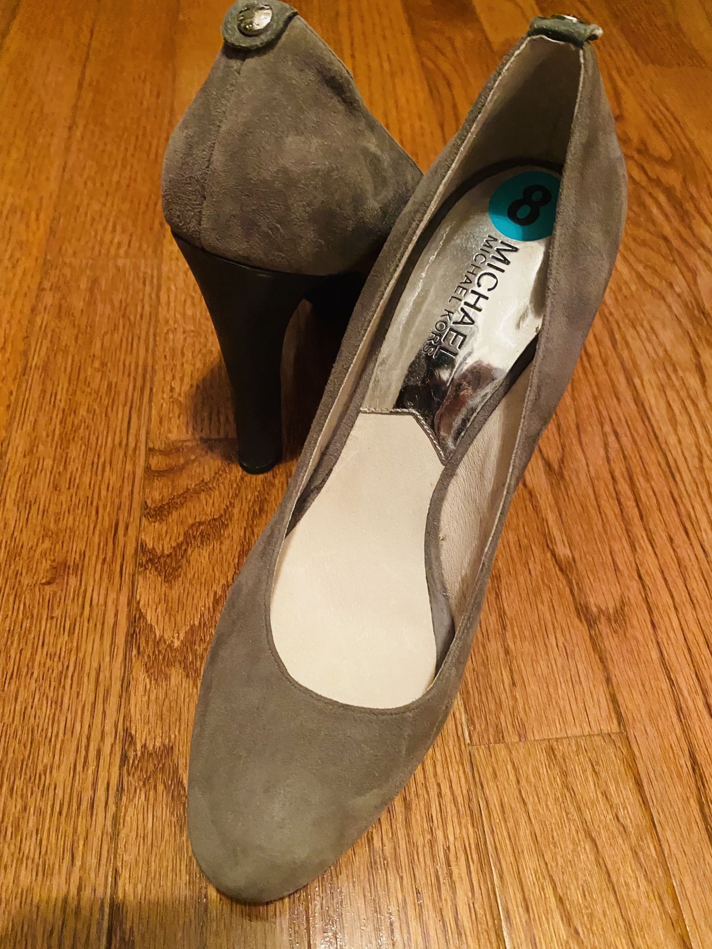 Michael Kors Grey Suede Velvet Platform Pumps, Size: 8