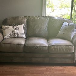 Lane Leather Sofa, Loveseat And Chair w/Ottoman