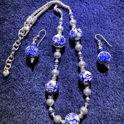 Brighton Silver Necklace And Matching Earrings 