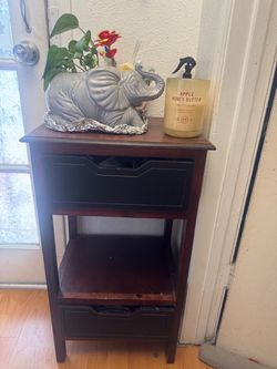 Dark Wood Side Table with Drawers