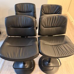 Set of 4 Counter Height Black Leather Barstools