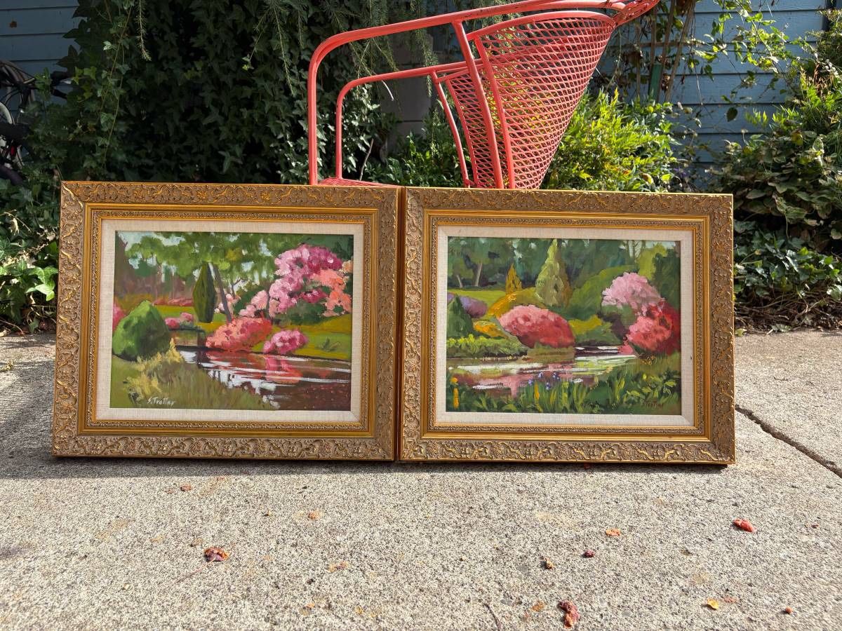 Vintage Mid Century Canvas Painting Wall Art