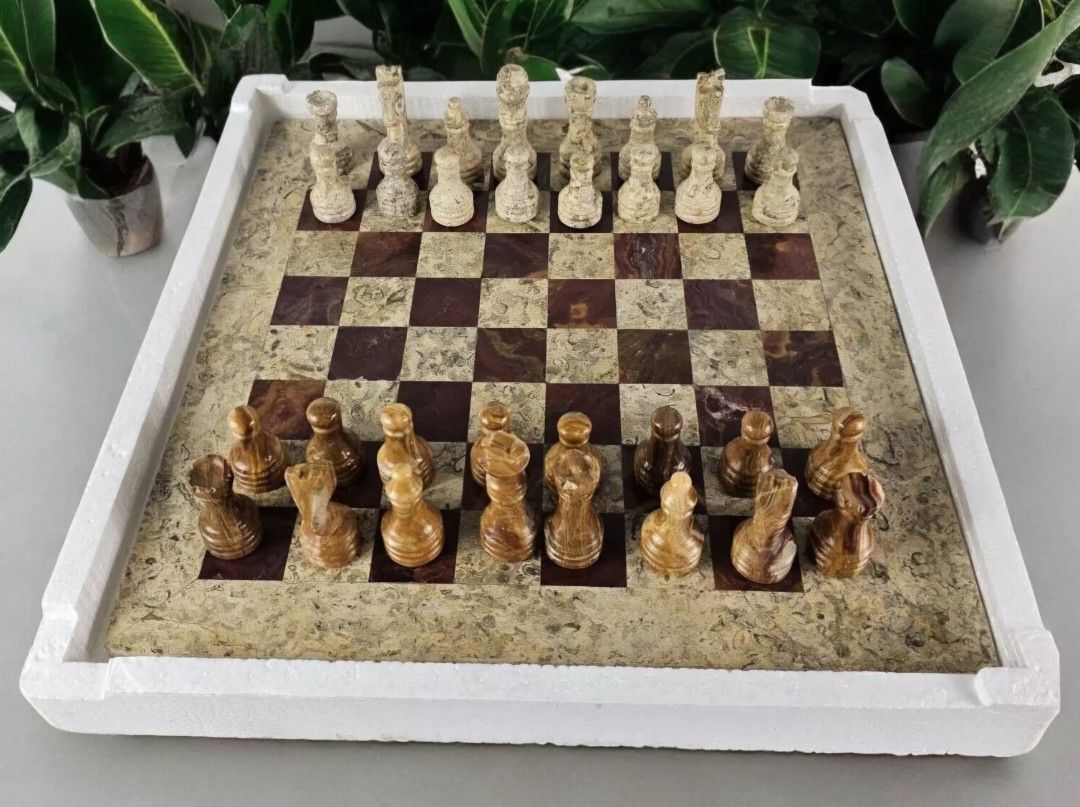 12" Marble Chess Set, handmade chess set, Fathers Day gift for him, stone chess