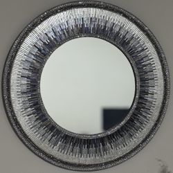 24" Multi-Colored Iridescent Silver & Charcoal Gray Glass Mosaic Wall Mirror