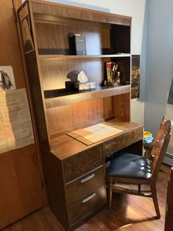 Desk With Shelving and Built-in Reading Light