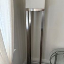 Modern Brushed Nickel Floor Lamp with Square Shade