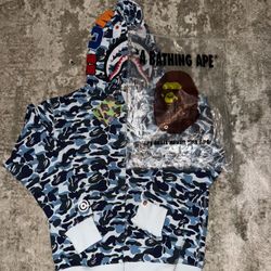 Blue Full Zip Bape Shark Hoodie