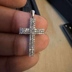 10k White Gold Cross With 2.7 Ct Diamonds 