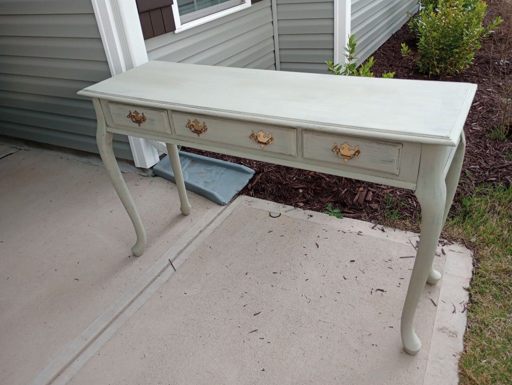 Distressed Green Console Table