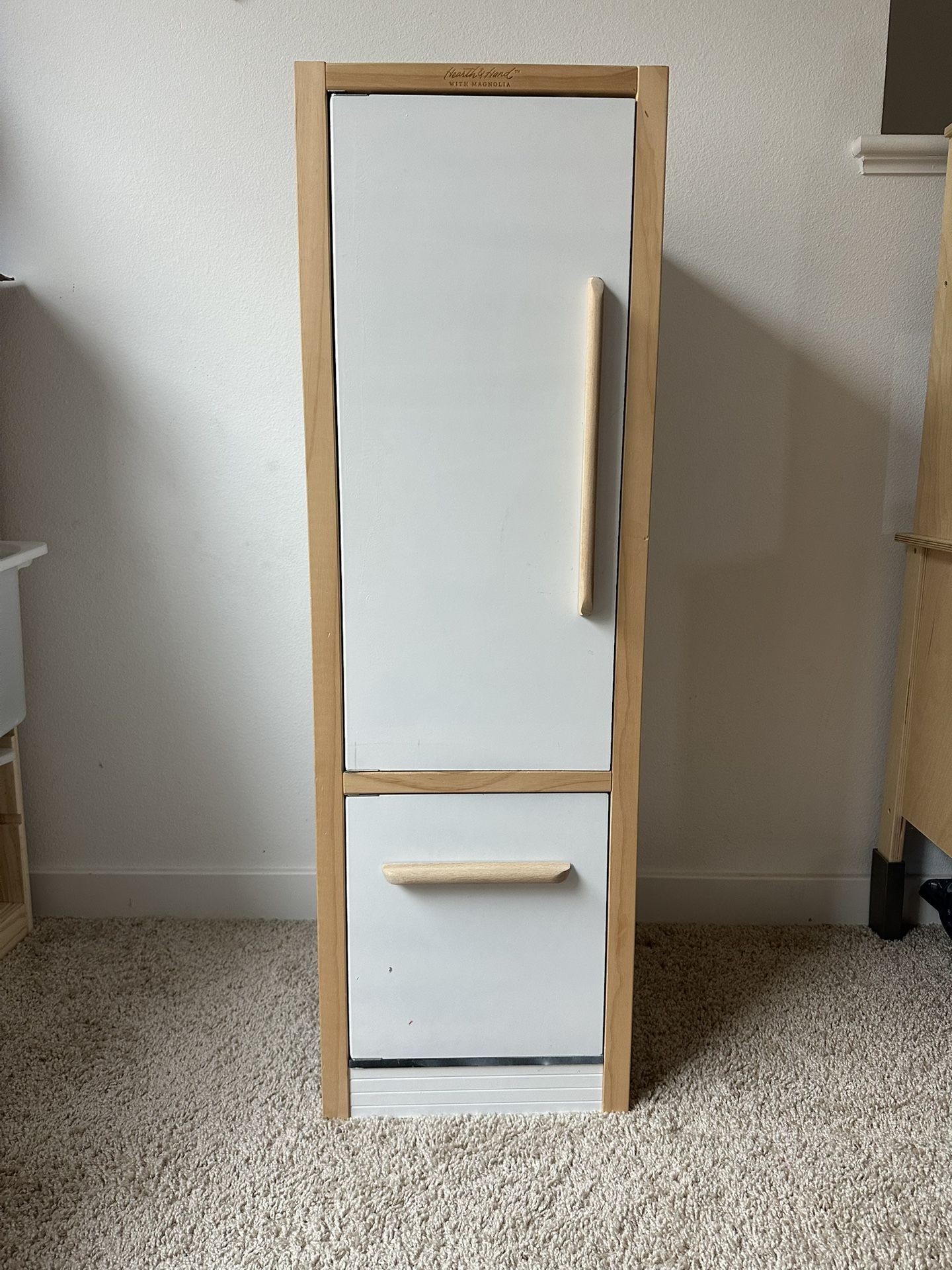 Hearth and Hand Toy Play Kitchen Fridge Wood Wooden