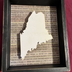 Primitives By Kathy Maine State 3D Wood Shadow Box