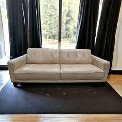 Free Delivery! REAL LEATHER Professionally Cleaned White Sofa Couch Loveseat