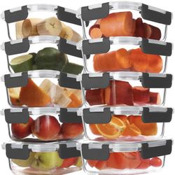 BAYZZ 10 Pack 22 oz Glass Meal Prep Containers