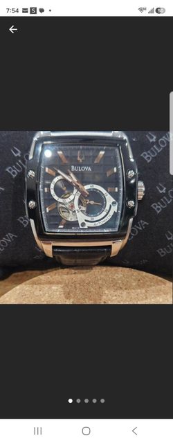 Título: Bulova Automatic Watch – Black Leather Strap – Excellent Condition