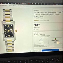 🖤💎 Valentine’s Day Luxury Gift – Bulova Diamond Two-Tone Rectangle Watch – NEW 💎🖤