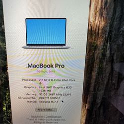 2019 15” Apple MacBook Pro 2.3 I9 32GB 1tb 