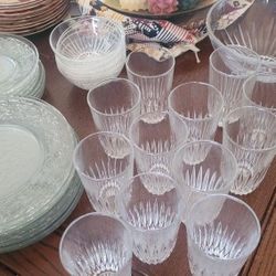 Princess House Crystal Fantasia plates Set, Glasses and bowls  