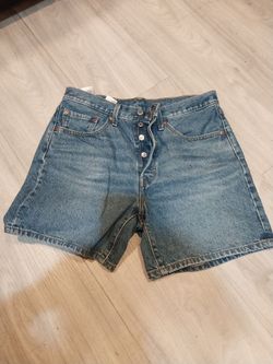 High-Waist Button-Fly Denim Shorts