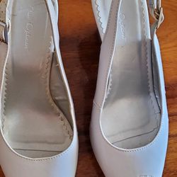 White Cork Wedge Sandals 8w