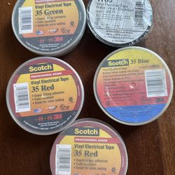 Two Red, Blue Green & Electrical Tape By Scotch 35
