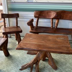 All wood patio set