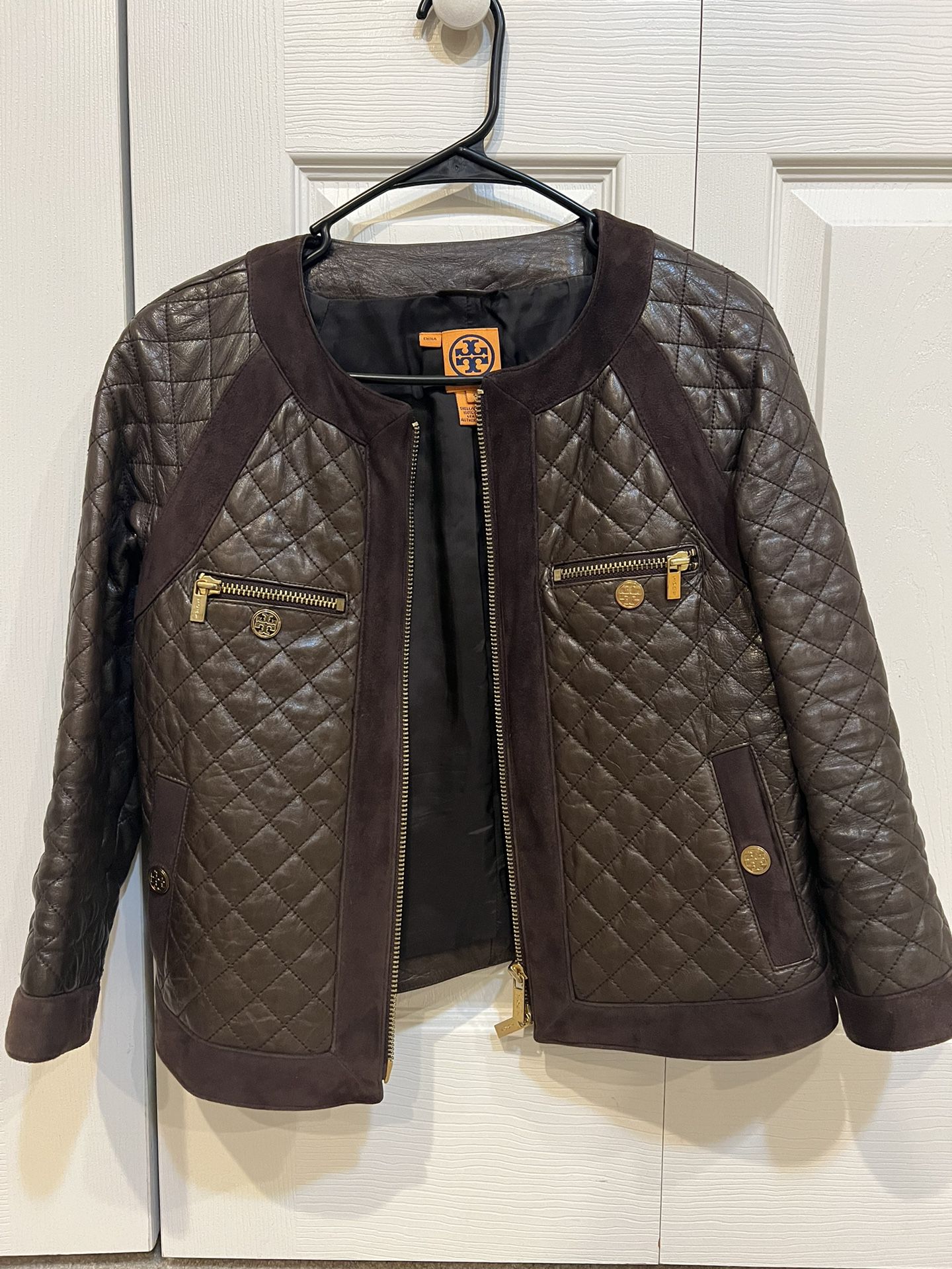 Tory burch leather and suede jacket size 4