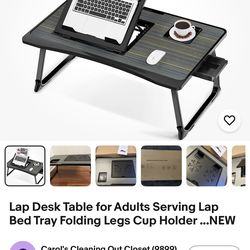 Laptop Lap Desk Bed Tray w/ Fan, Cup Holder & Storage